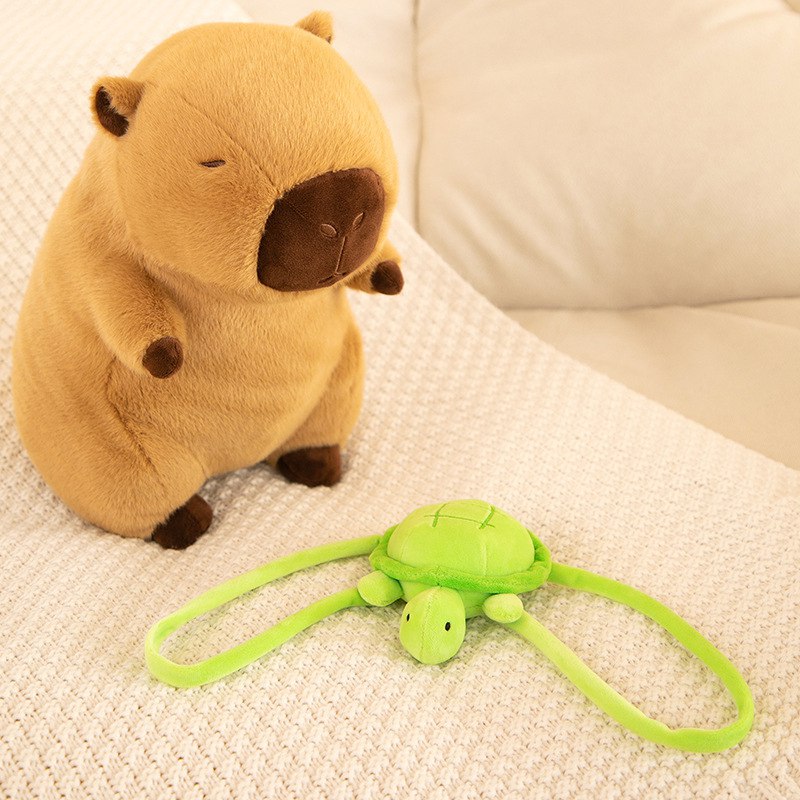 Peluche de felpa capibara con mochila de tortuga 30cm