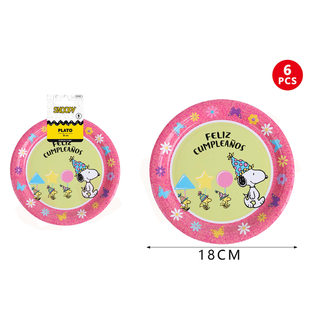 Plato de Cartón Snoopy 18cm 6pcs