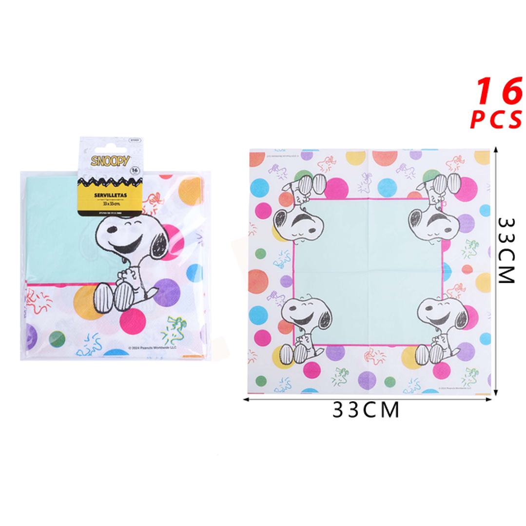 Servilletas Snoopy modelo puntos 16pcs 33x33 cm
