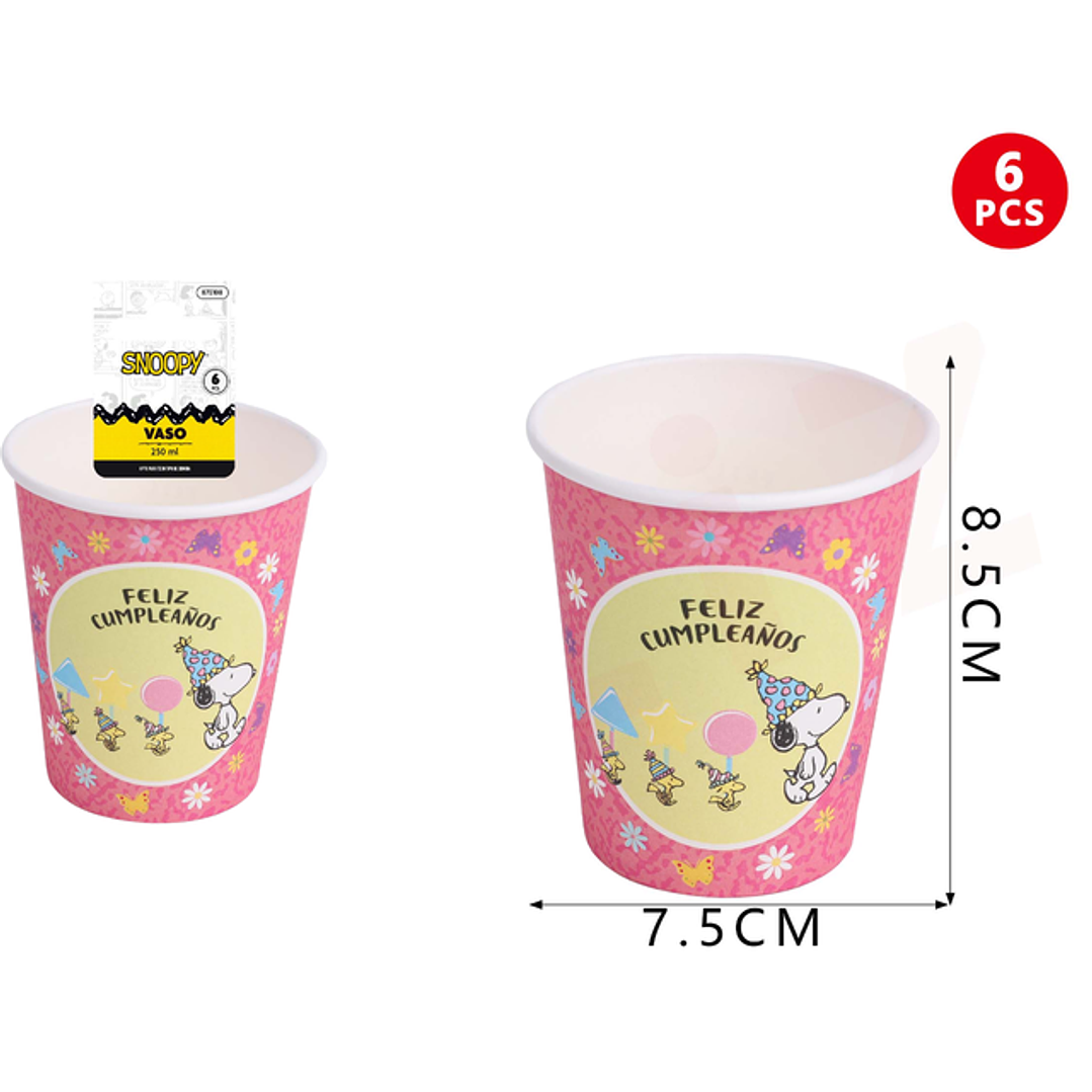 Vaso de Cartón Snoopy 250ML 6pcs